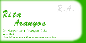 rita aranyos business card